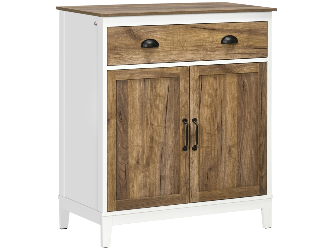 Armário Multifuncional Em Aglomerado Com E Gaveta Em Estilo Rústico, 78,5 X 39 X 89,4 Cm, Branco