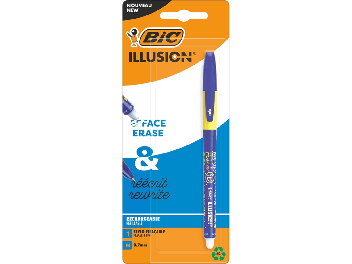 Esferográfica Tinta Gel Apagável BIC Illusion Azul