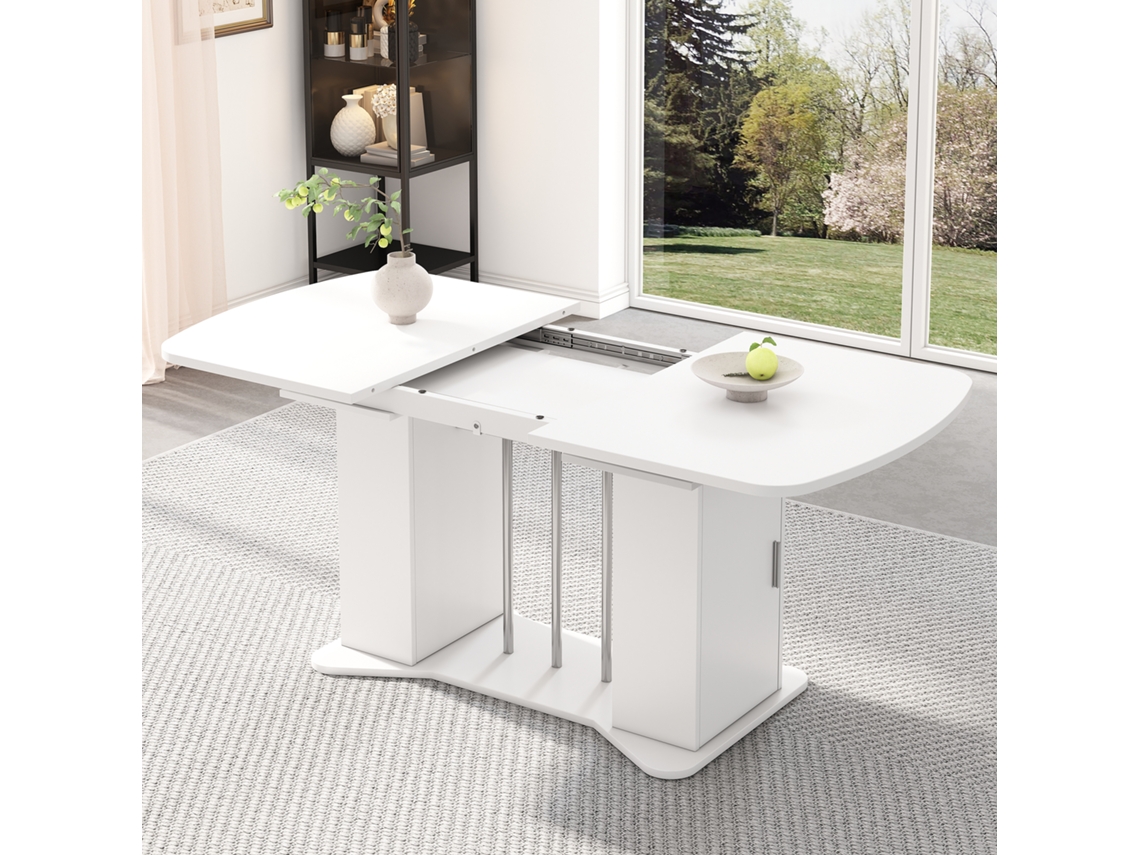 Mesa Jantar Extensível 120-160cm Pés Metal Prateado