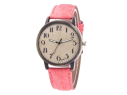 Reloj De Pulsera Zhoulianfa Casual De Cuarzo Con Correa De Denim Rosa Para Hombre Y Mujer