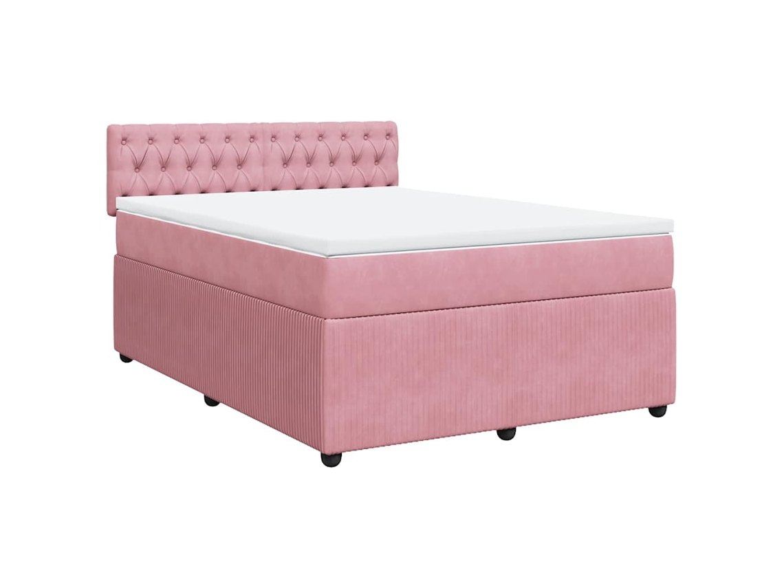 Cama com Molas/colchão 140x190 Cm Veludo Rosa MAISON EXCLUSIVE