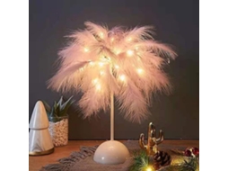 Abajur De Mesa Com Penas 9x 21, 8cm, Luminária De Cabeceira Decorativa Para Quarto, Escritório E Living Room
