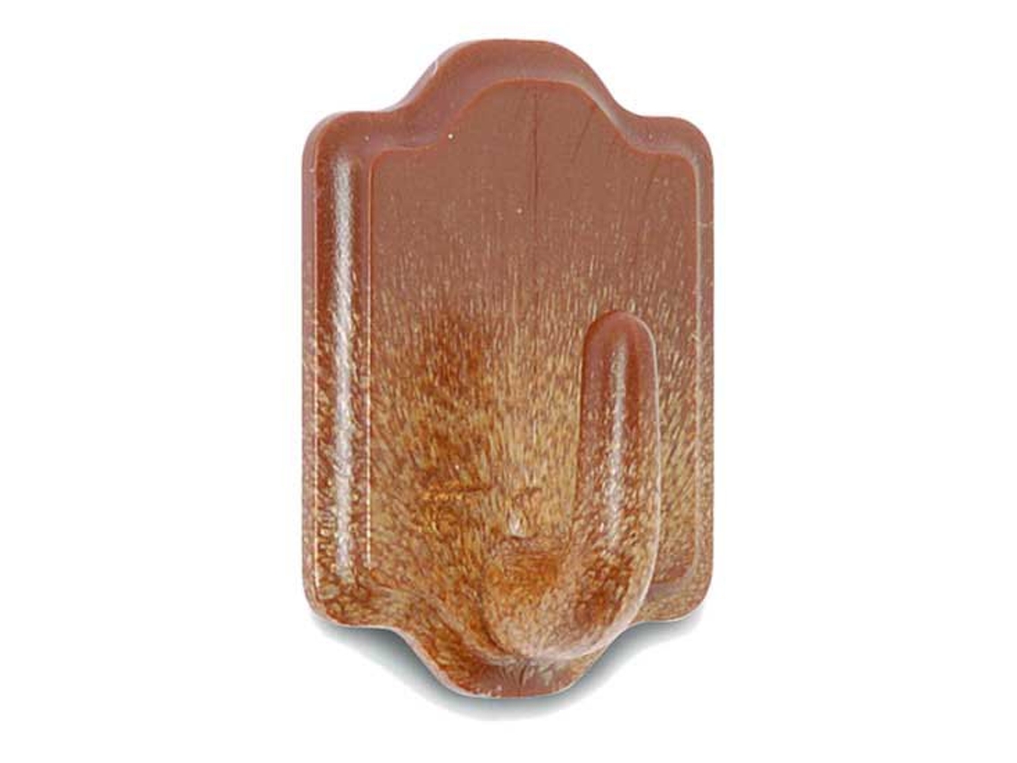 Cabide de Gancho Adesivo de Madeira de Plástico Médio 2 Unidades Castanhobrinox