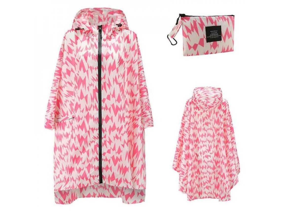 2026 impermeável Portátil para Adultos, Poncho Reutilizável com Capuz e Mangas, Lluvia Ligero Ung Bege Rosa