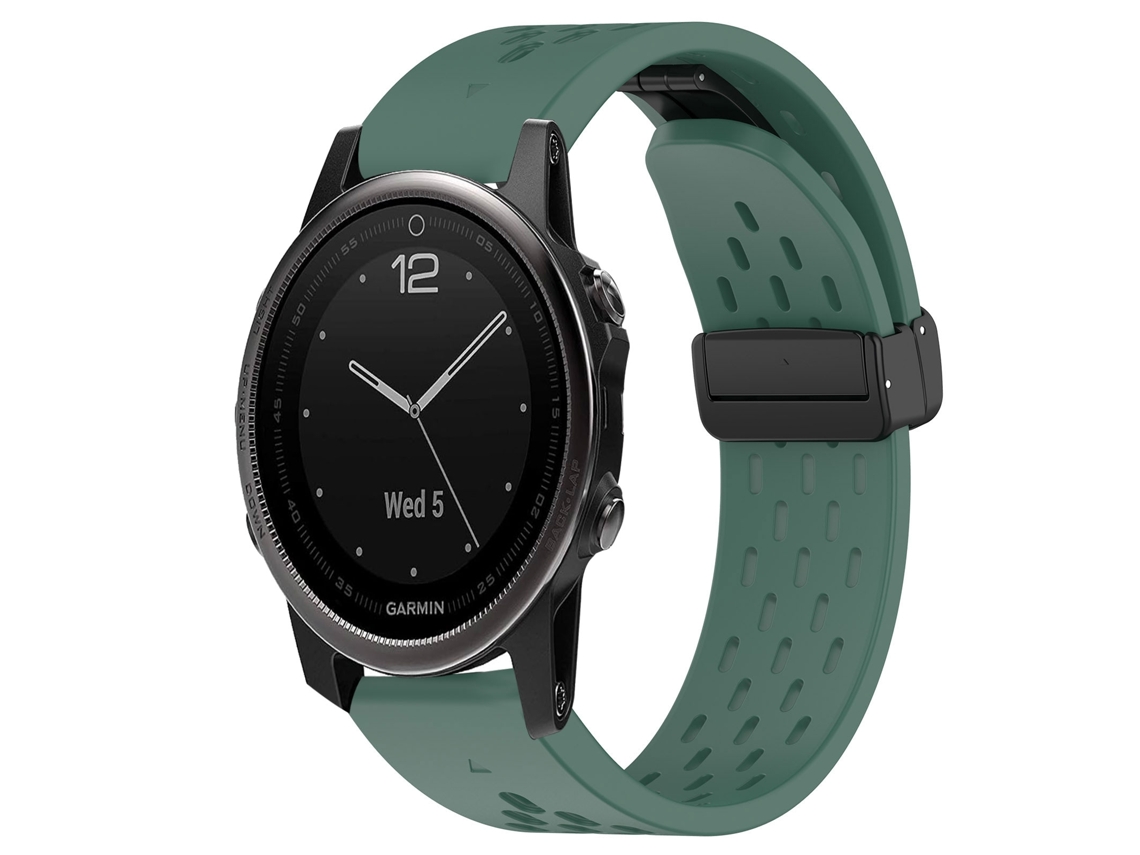 Bracelete de Smartwatch para Garmin Fenix 5S Plus 20mm de silicone com fivela dobrável (verde escuro)