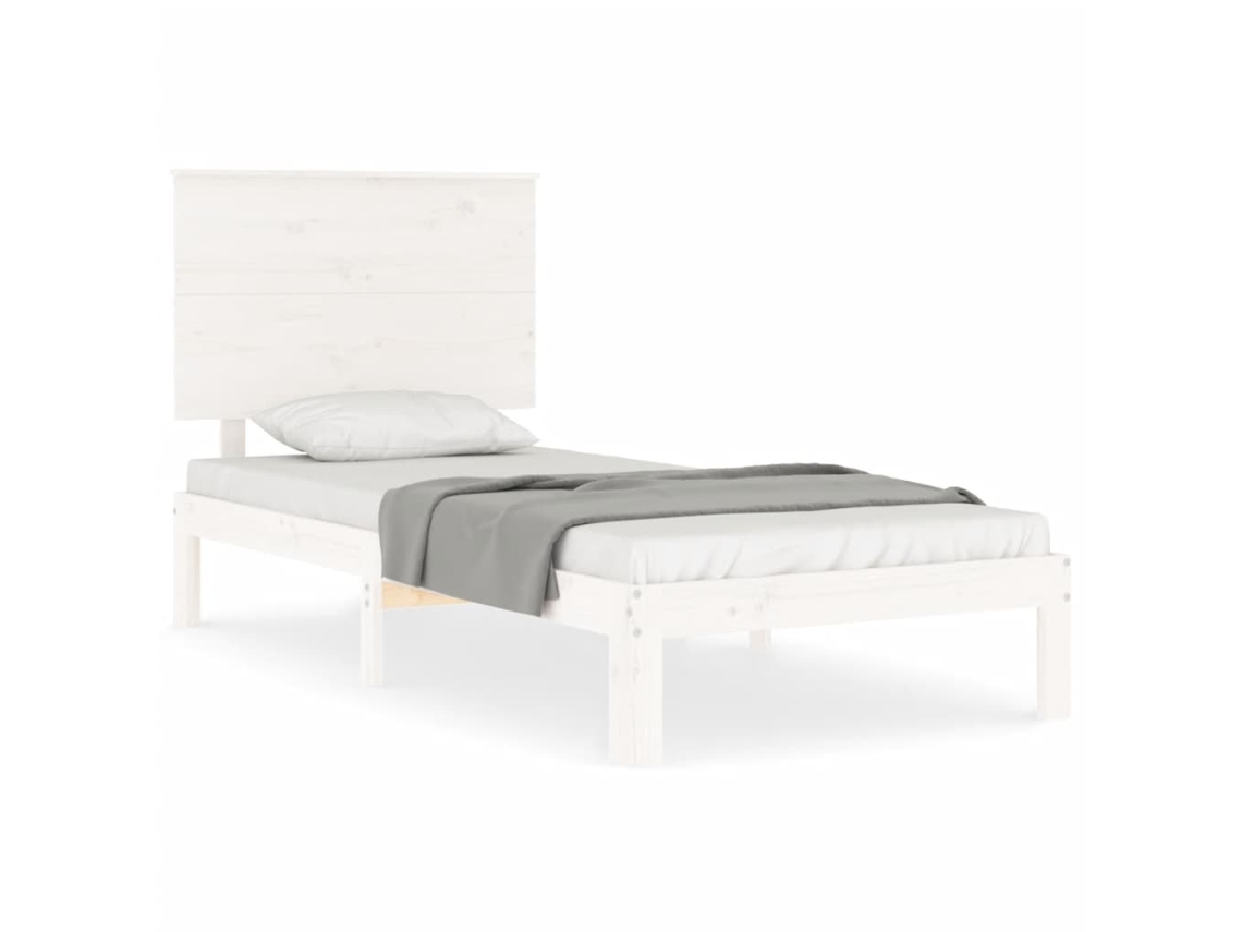 Cama Sem Colchão Madeira de Pinho Maciça Branco 100x200 cm MAISON EXCLUSIVE