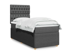 Vidaxl Cama Com Molas/colchão 90x190 Cm Tecido Cinza-escuro
