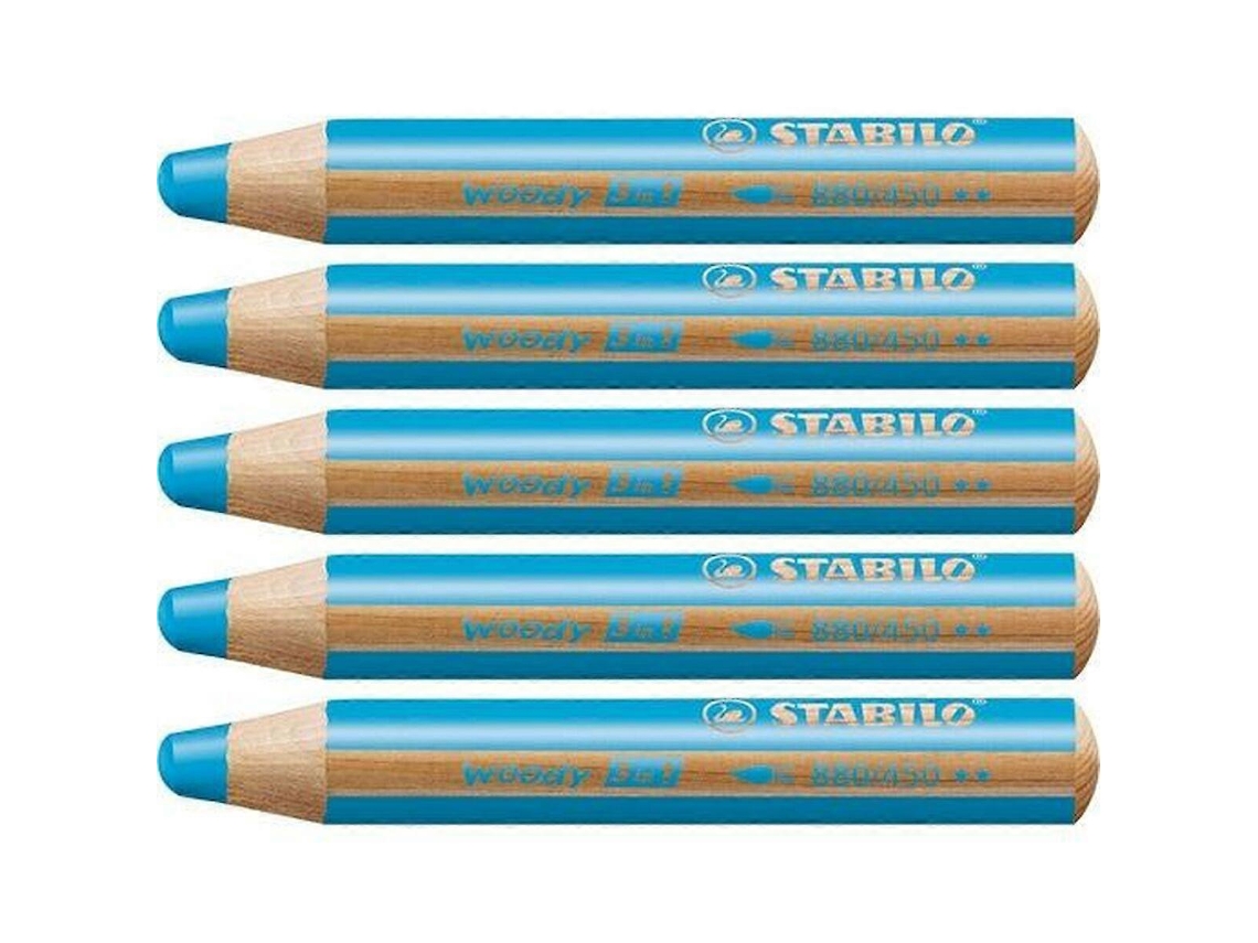 Lápis De Cor Stabilo Woody Cyan 3 Em 1 Olysi Shop (5 Unidades)