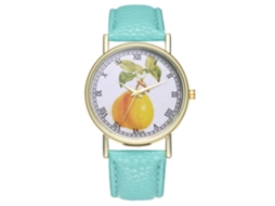 Reloj De Cuarzo Unisex Con Correa De Piel Pu Moda Dial De Frutas Color Menta