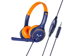 Auscultadores Estéreo Universal Leve Slamento de Ruído Design Ergonômico Montados na Cabeça com Fio de 3,5 Mm Azul Laranja
