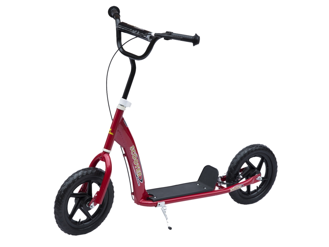 Monopattino Para Crianças De 5 A 12 Anos Com Freio Traseiro E Guidão Regulável, 120x52x80-88 Cm, Vermelho