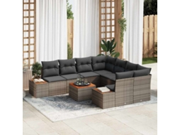 Vidaxl Conjunto De Sofá De Jardim 9 Unid. Cinzeto Rattan Sintético