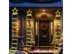 Lurelia Cordão Luminoso De Escada Com Pai Natal, Estrela, Usb, 8 Funções, 1 M, 115 Leds, Branco Quente
