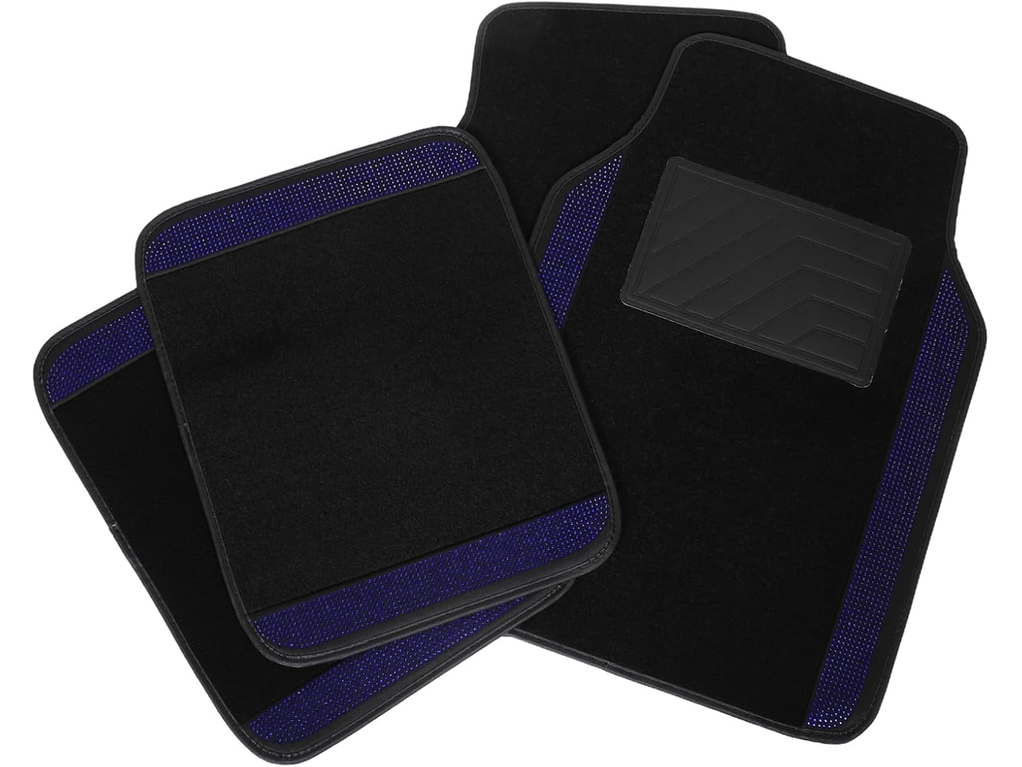 Conjunto de 4 tapetes decorativos para SUVs e carros, em carpete resistente a manchas.