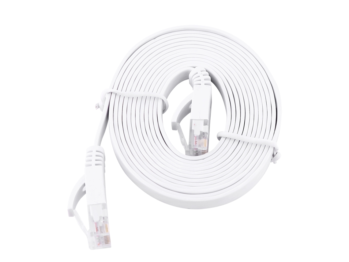 Cabo De Patch De Rede Lan Ethernet Utp Flat Cat6 Rj45 1000m 2m Branco