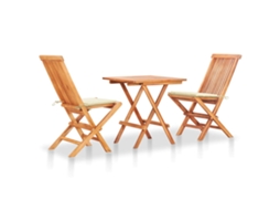Conjunto Bistrô C/ Almofadões Cor Creme 3 Pcs Teca Maciça Dkd Home Decor