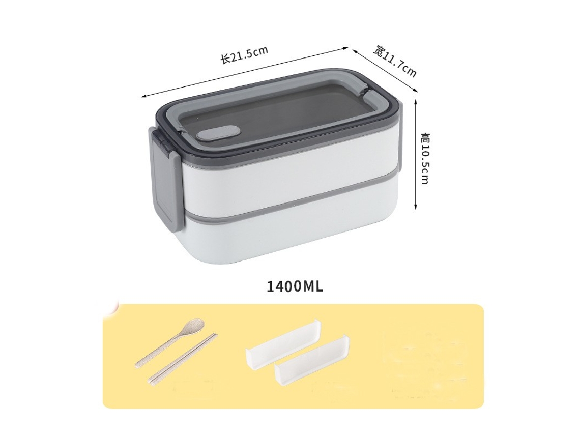 Lancheira Bento À Prova de Vazamentos para Adultos Lancheira Dupla Camada Branca 1400Ml-1400Ml LUUCOZK