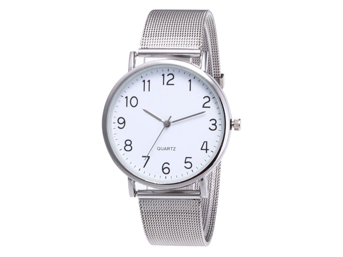 Reloj De Pulsera Analógico De Cuarzo Con Correa De Malla Fashion Para Hombre (plata)