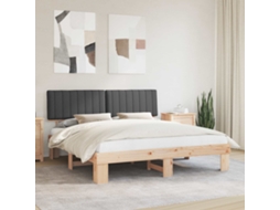 Vidaxl Estrutura De Cama Com Cabeceira Estofada Cinza Escuro