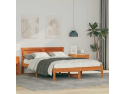 Vidaxl Estrutura Da Cama Com Cabeceira Marrom Cera 135 X 190 Cm