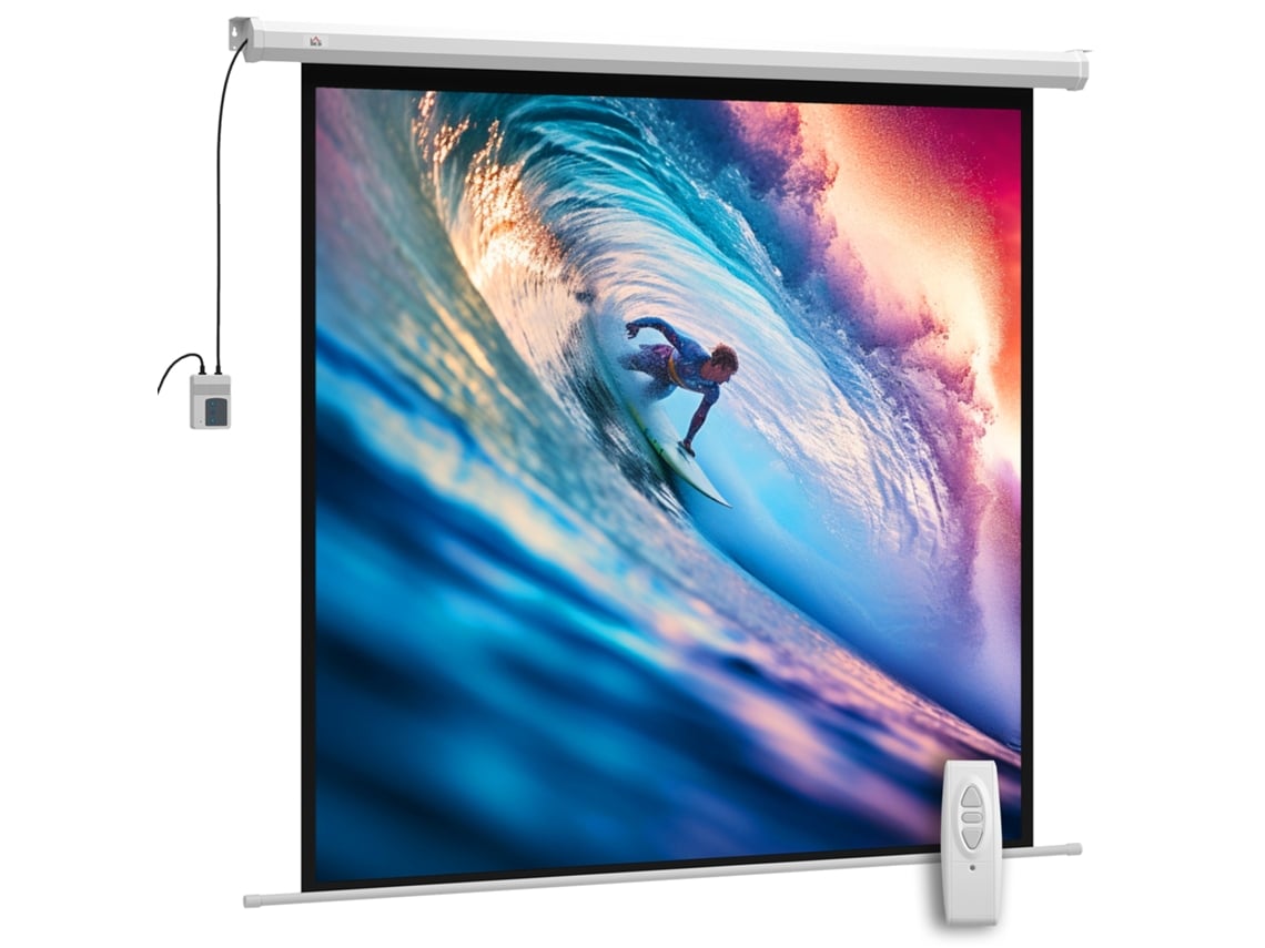 Tela De Projeção Motorizada De 85 Polegadas, Sistema Elétrico 4k Hd, Montagem Na Parede