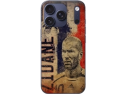 Capa Para Celular Compatível Com Apple Iphone 17 Pro Com Imagem Retrô De Zinedine Zidane, Bandeira Francesa E Destaque Para A História Do Futebol Clás