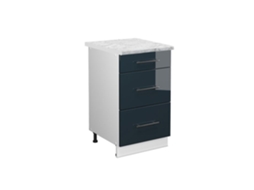 Armários de cozinha Fame-Line, 50cm, Mármore AP, Azul escuro brilhante, Branco, VICCO