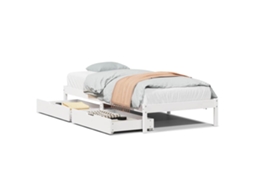 Cama Sem Colchão de Madeira de Pinho Maciça Branco MAISON EXCLUSIVE 90x190 cm