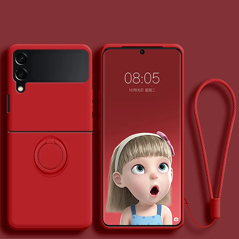 (vermelho, Galaxy Z Flip 7 Fe) Capa Flip Para Celular Em Silicone Líquido, Compatível Com Samsung, Resistente A Quedas, Com Suporte De Anel.