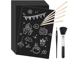 Conjunto de 50 Folhas de Papel para Pintura com Raspagem, 12,4 X 18,5 Cm , Ideal para Crianças. SFUSHOS (4,9 X 7,3 Polegadas)