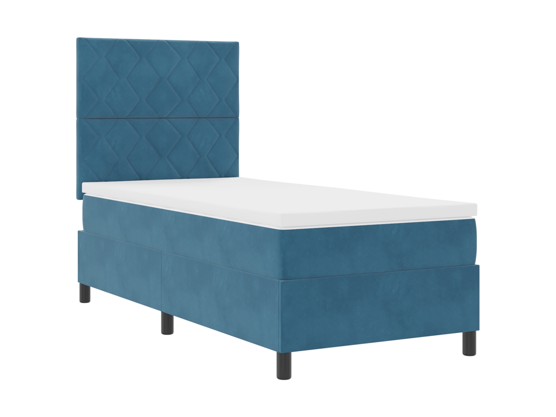 Conjunto 1 Estrado Com Molas Vidaxl Azul Veludo (90 X 190 Cm)