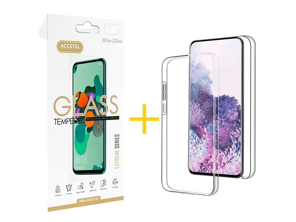 Conjunto 1 x Película de Vidro Temperado 2.5D + Capa Accetel Apple iPhone 14 Pro Max Dupla 360º Transparente Clear