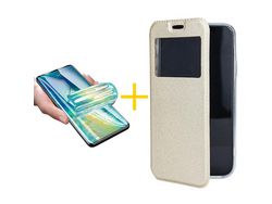 Pack 1 x Película de Hidrogel + Capa ACCETEL Samsung Galaxy A13 5G Gandy Flip Cover Dourado