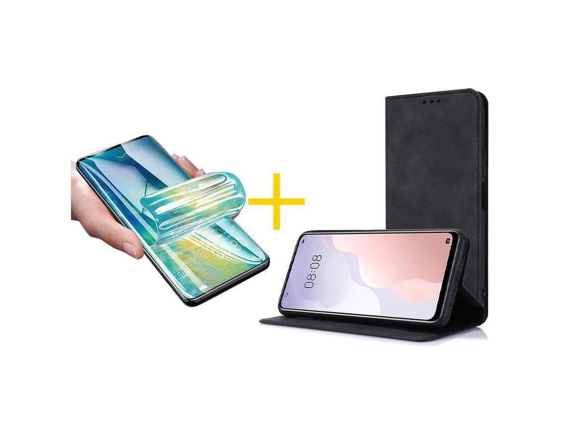 Pack 1 x Película de Hidrogel + Capa ACCETEL iPhone 13 Pro Max PRM Flip Cover Preto