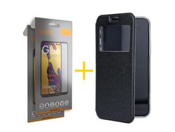 Pack 2 x Película de Vidro Temperado Full + Capa ACCETEL Samsung Galaxy M22 Gandy Flip Cover Preto