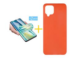 Pack 2 x Película de Hidrogel + Capa ACCETEL Samsung Galaxy A22 4G Silicone Liso Vermelho