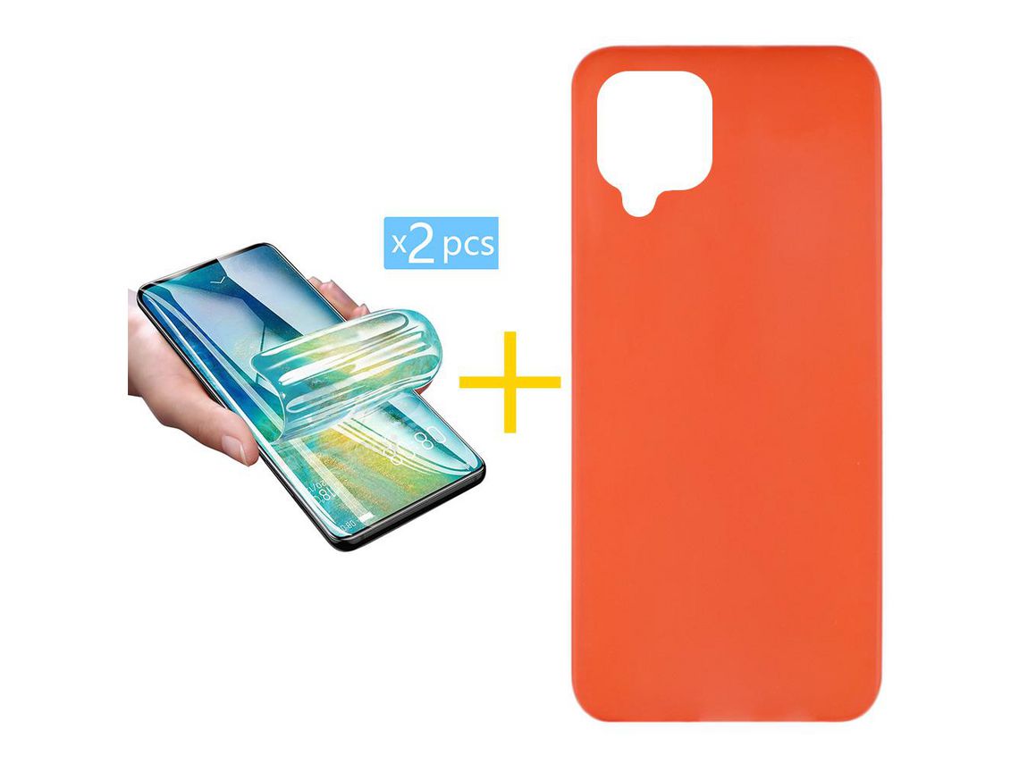 Pack 2 x Película de Hidrogel + Capa ACCETEL Samsung Galaxy A22 4G Silicone Liso Vermelho