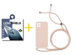 Pack 1 Película de Câmara + Capa SKYHE para Samsung Galaxy A12 4G Gel Rope Rosa Pastel