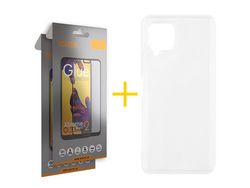 Pack 2 x Película de Vidro Temperado Full + Capa ACCETEL Samsung Galaxy A12 4G Silicone Líquido Transparente Clear