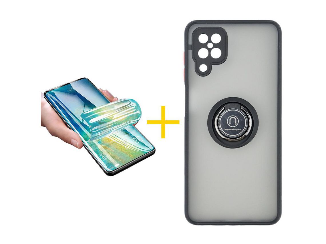Pack 1 Película + Capa SKYHE para Samsung Galaxy A12 4G Gel Bumper Ring Preto