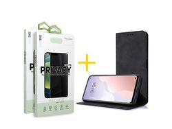 Pack 2 Películas Anti-Spy + Capa SKYHE para Samsung Galaxy A33 5G PRM Flip Cover Preto