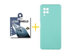 Pack 1 x Película de Câmara + Capa ACCETEL Samsung Galaxy A42 5G Silicone Líquido Verde-Água