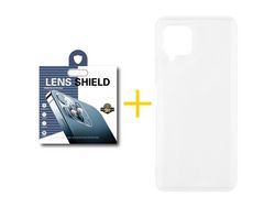 Pack 1 Película de Câmara + Capa SKYHE para Samsung Galaxy A12 5G Silicone Líquido Transparente Clear
