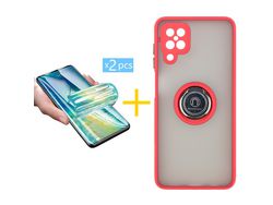 Pack 2 Películas + Capa SKYHE para Samsung Galaxy A42 5G Gel Bumper Ring Vermelho