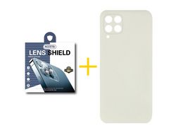Pack 1 x Película de Câmara + Capa ACCETEL Samsung Galaxy A12 4G Silicone Líquido Sand