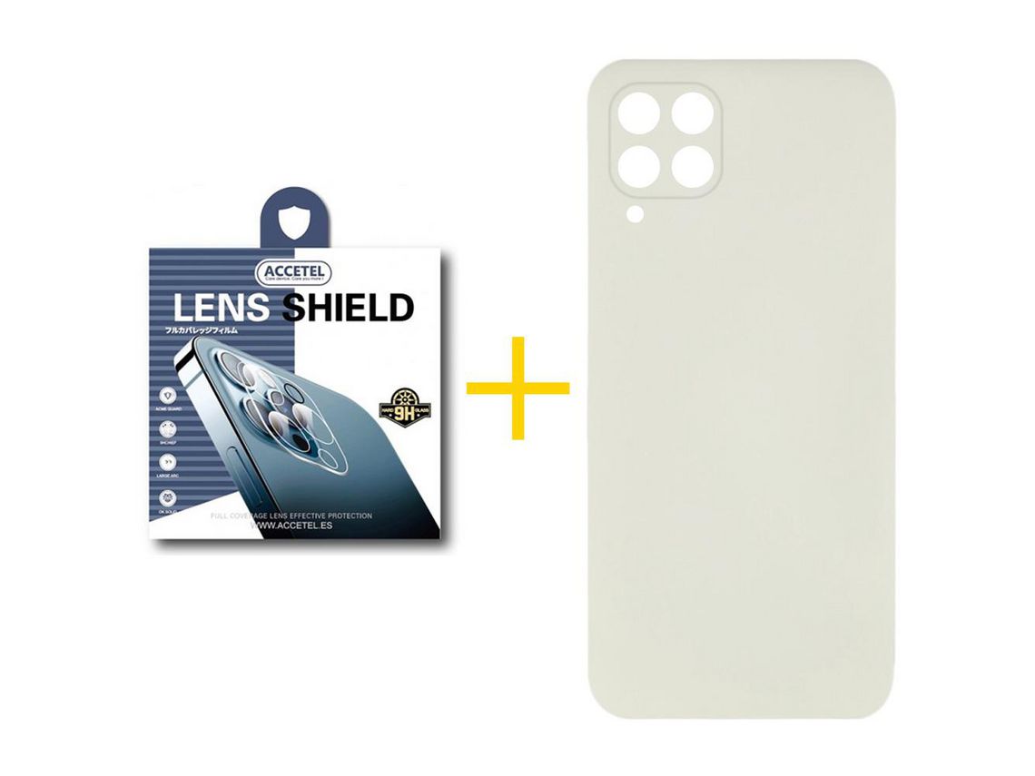 Pack 1 x Película de Câmara + Capa ACCETEL Samsung Galaxy A12 4G Silicone Líquido Sand