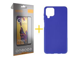 Pack 1 x Película de Vidro Temperado Full + Capa ACCETEL Samsung Galaxy M22 Silicone Liso Azul
