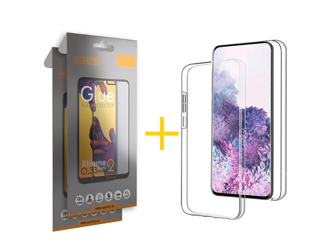 Conjunto 2 x Película de Vidro Temperado Full e Capa ACCETEL  Apple iPhone 14 Dupla 360º Transparente Clear