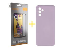 Pack 1 x Película de Vidro Temperado Full + Capa ACCETEL Samsung Galaxy A13 5G Silicone Líquido Roxo