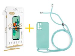 Pack Capa + 2 Películas de Vidro Temperado para Samsung Galaxy A03S ACCETEL Verde Água
